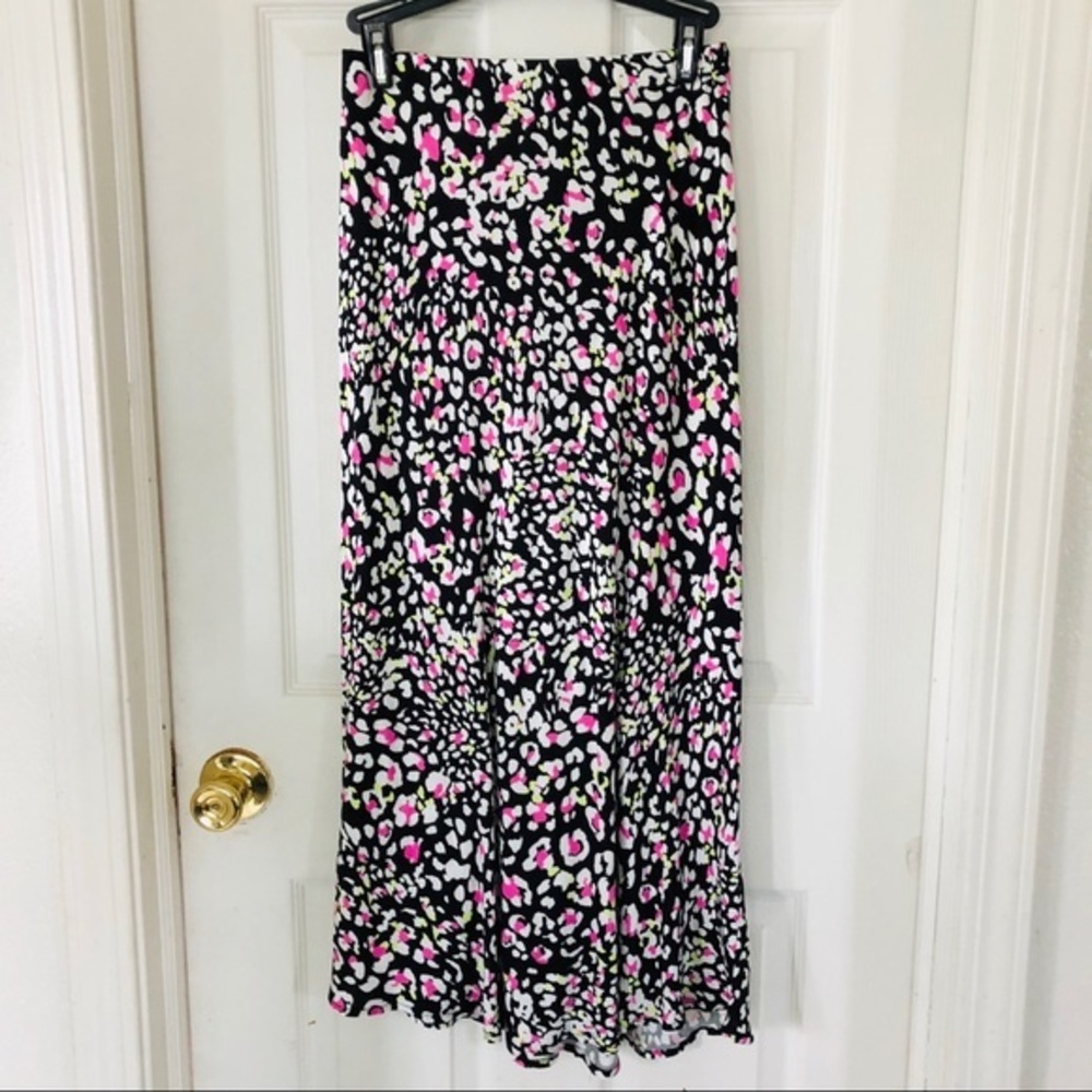 NWT ABOUND pink colorful Leopard print midi stretchy skirt Size XS